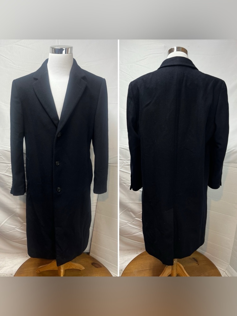 Nautica Men’s 42R Navy Wool Long Pea Coat Overcoat